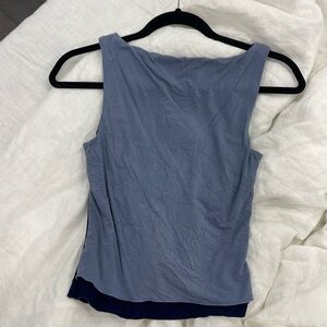 Tigermist Reversible Blue Tank Top with Side Buttons